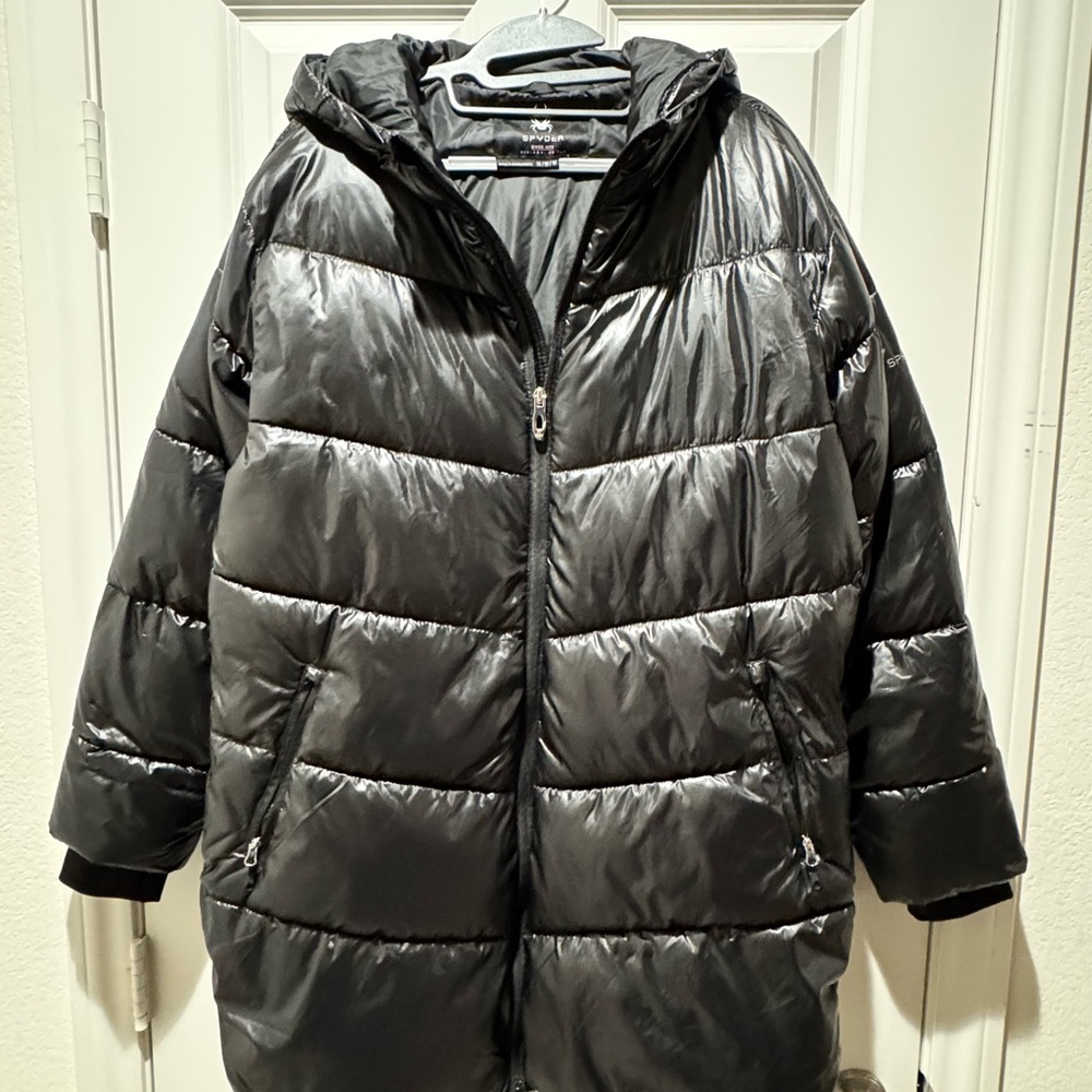 Spyder Shiny Black Puffer Jacket - Size M